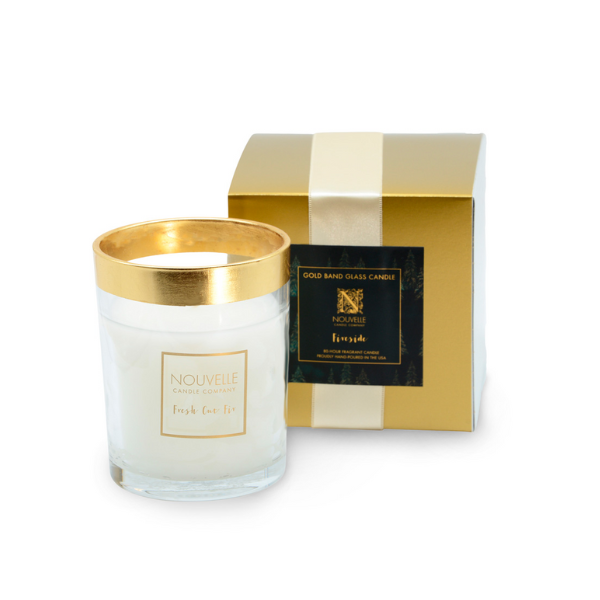 Holiday Gold Band Glass Candle, Grande