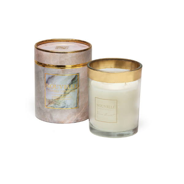Signature Gold Band Glass Candle with Box, Grande