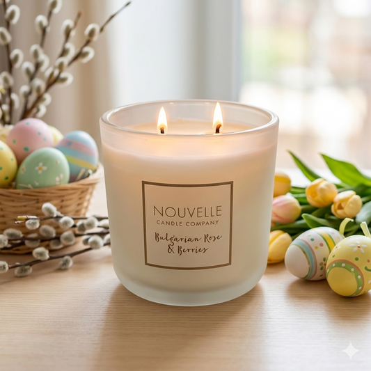 Frosted, Baltic Blue & Lime Zest color candles.