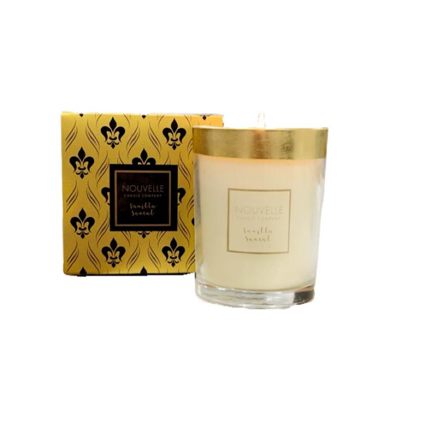 Signature Gold Band Glass Candle with Box, Grande