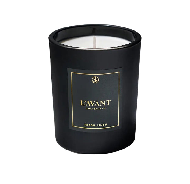 black candle lavant with a white background
