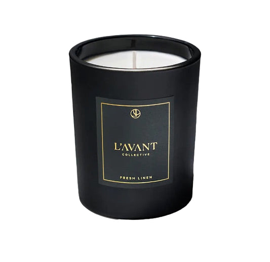 black candle lavant with a white background
