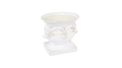 White Leaf Oval Urn, Large