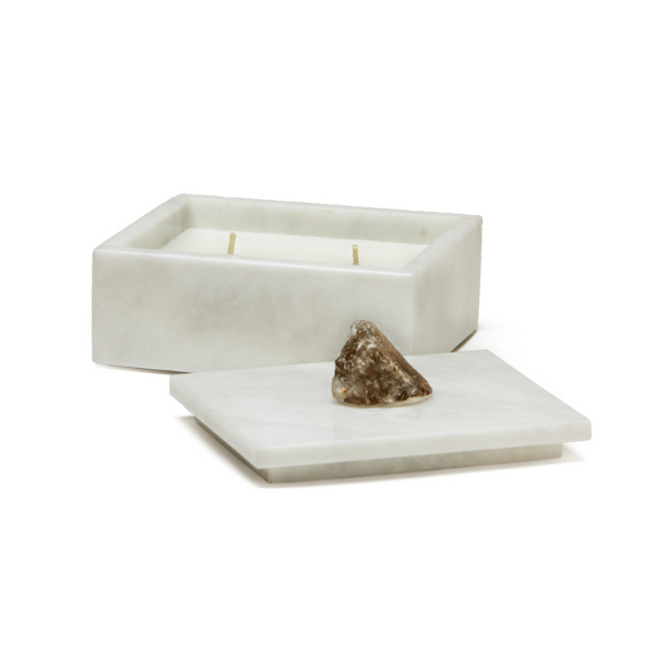 Rectangular Marble Containers Rectangular Marble Box with Colored Stone – Nouvelle Candle Company